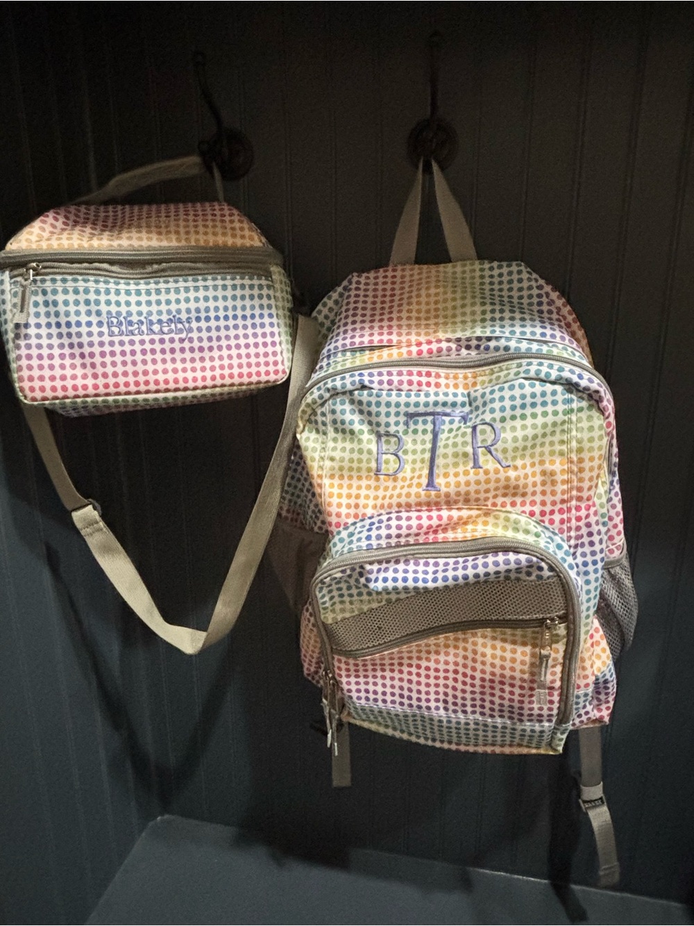L.L. Bean Multicolor Polka Dot Kids Backpack and Lunch Bag Set